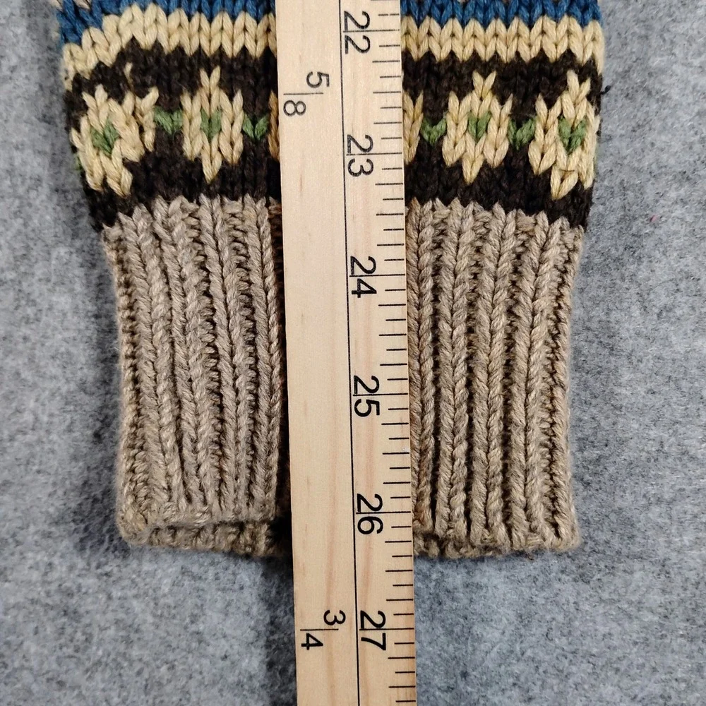 Vintage Polo Ralph Lauren Men Tan Cotton Fair Isle Snowflake Crew Neck Sweater M
